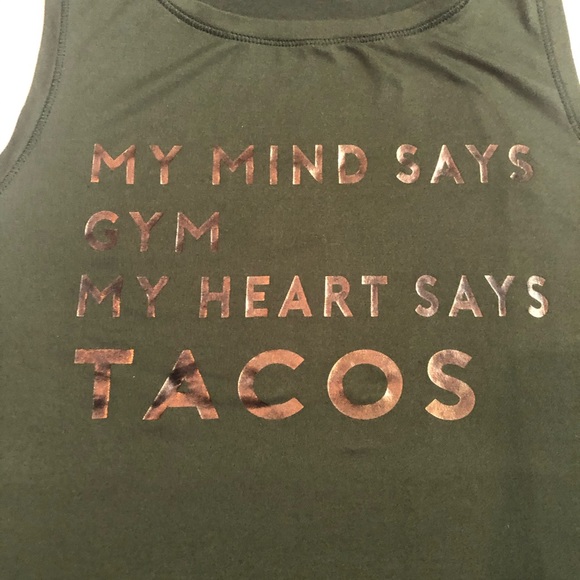 EVcR My mind says gym, My heart says tacos” metallic tank top - Picture 2 of 8